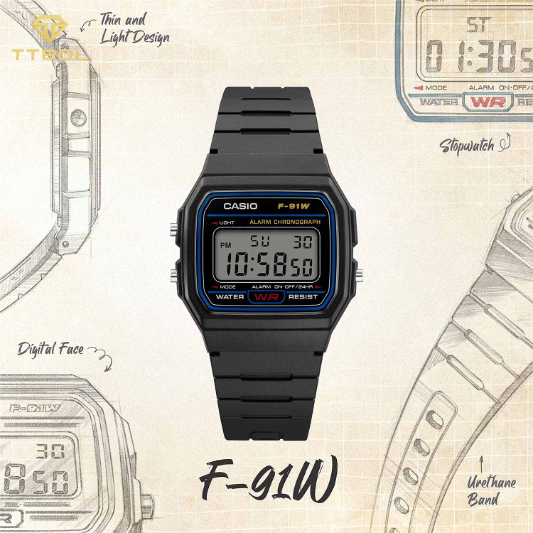 ساعت مردانه کاسیو مدل F91W-1DG